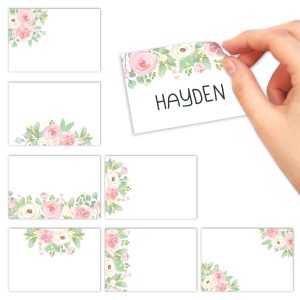 Name Tag Stickers | Set of 56 | Classroom Supplies - Floral