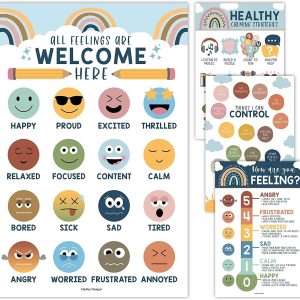 Feelings Posters | Set of 4 | Educational Posters - Boho Rainbow