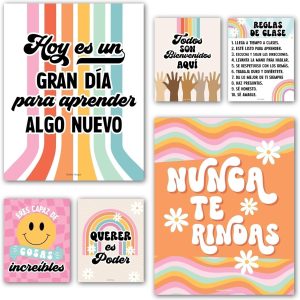 Spanish Motivational Posters | Set of 6 | Spanish Classroom Supplies - Retro