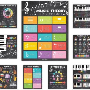 Music Posters | Set of 9 | Music Classroom - Colorful Chalk
