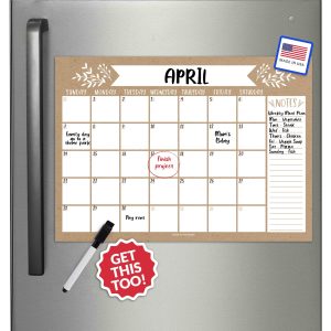 Magnetic Monthly Calendar | Fridge Magnet | Home Organization - Rustic Kraft