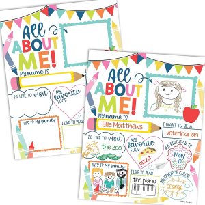 All About Me Posters | Set of 20 | Educational Posters - Colorful Bright on White